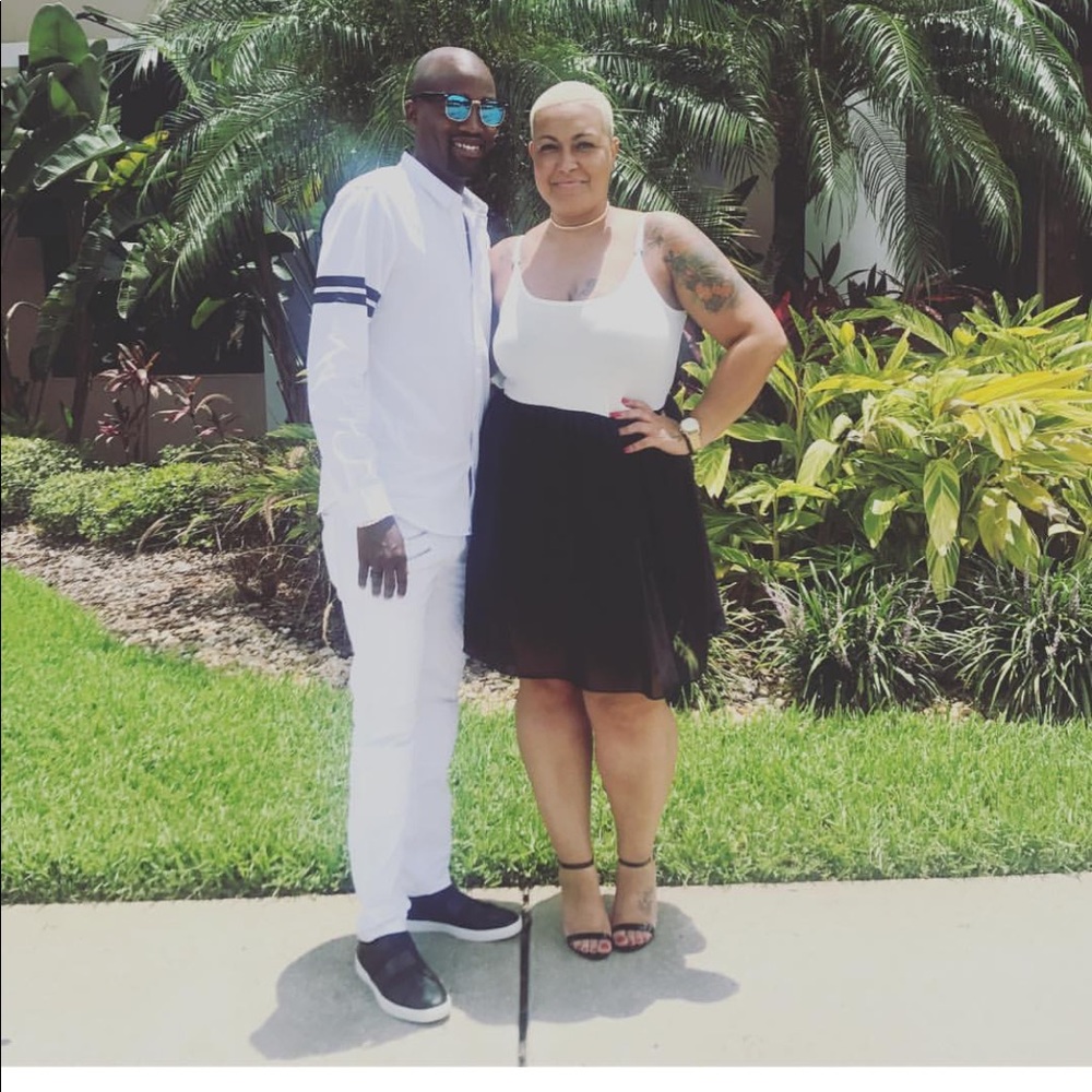 White top black sheer bottom with under skirt